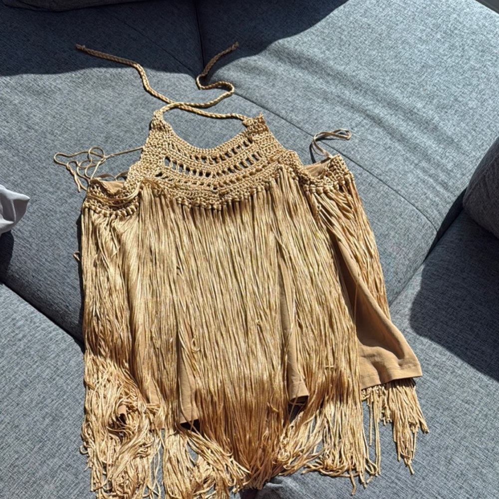 Macramé Fringe High Neck Top - Picture 5 of 5